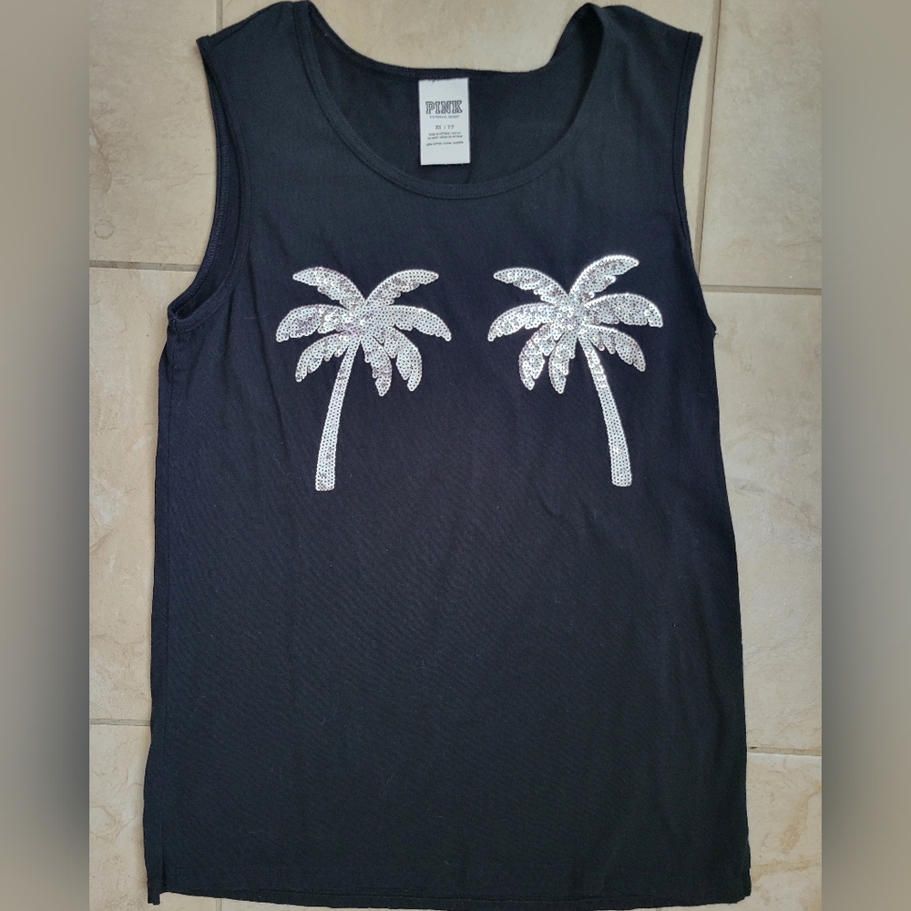 Victoria's Secret Pink sequin palm tree tank top-XS